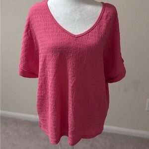 Amazon Pink Boxy Ribbed Short Sleeve T-Shirt
